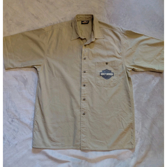 Vintage Harley Davidson Short Sleeve Button Up Biker Motorcycle Shirt Size Large - Picture 1 of 7